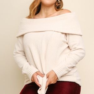 PLUS SIZE Chenille Sweater - Cream Color